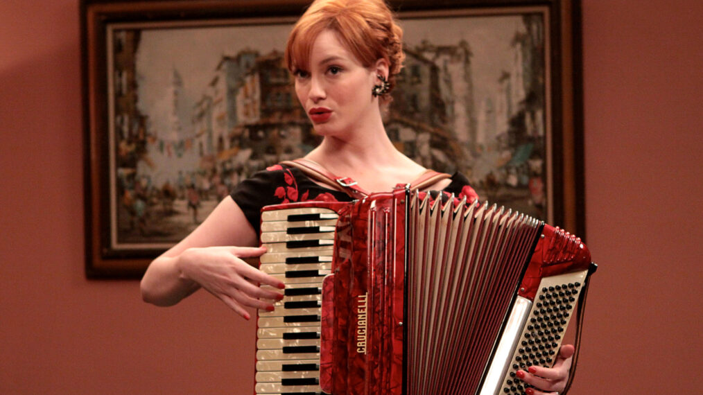 Christina Hendricks with accordion in Mad Men - 'My Old Kentucky Home' - Season 3