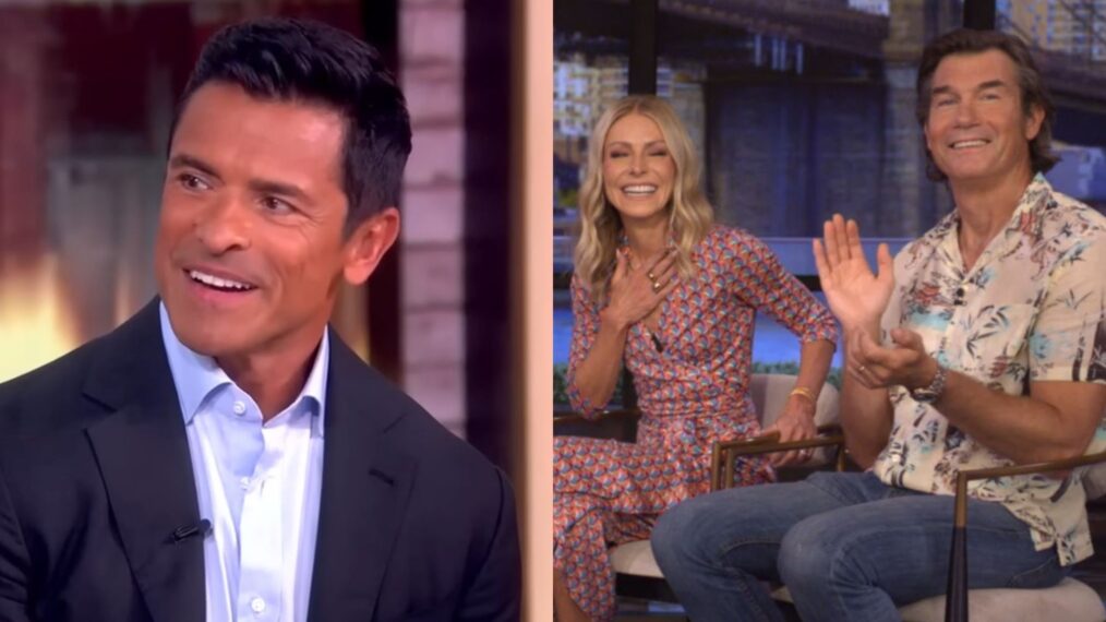 Mark Consuelos on 'The View'; Kelly Ripa and Jerry O'Connell on 'Live with Kelly and Mark,' July 2025.