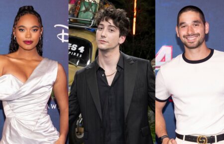 Chandler Kinney, Milo Manheim, and Alan Bersten at the 'Zombies 4' Los Angeles premiere in Ju;y 2025.