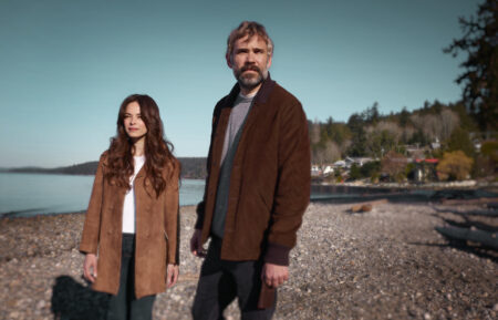 Kristin Kreuk and Rossif Sutherland in Murder in a Small Town