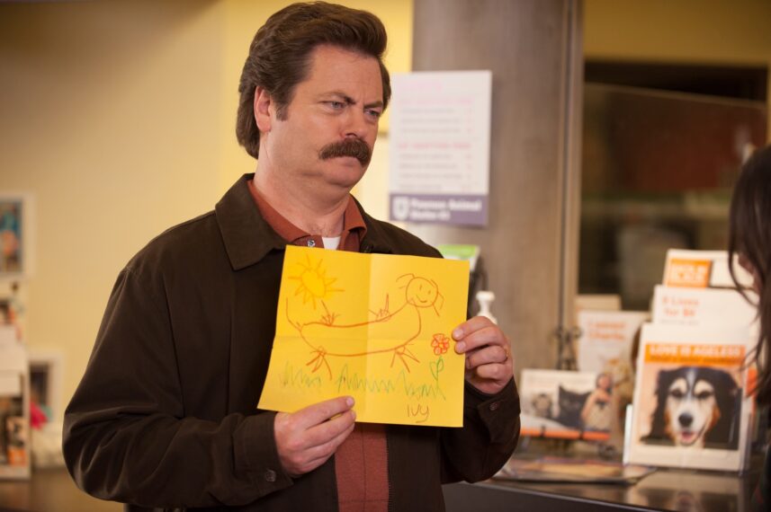 Nick Offerman as Ron Swanson on Season 6, Episode 14 of NBC's 'Parks and Recreation.'