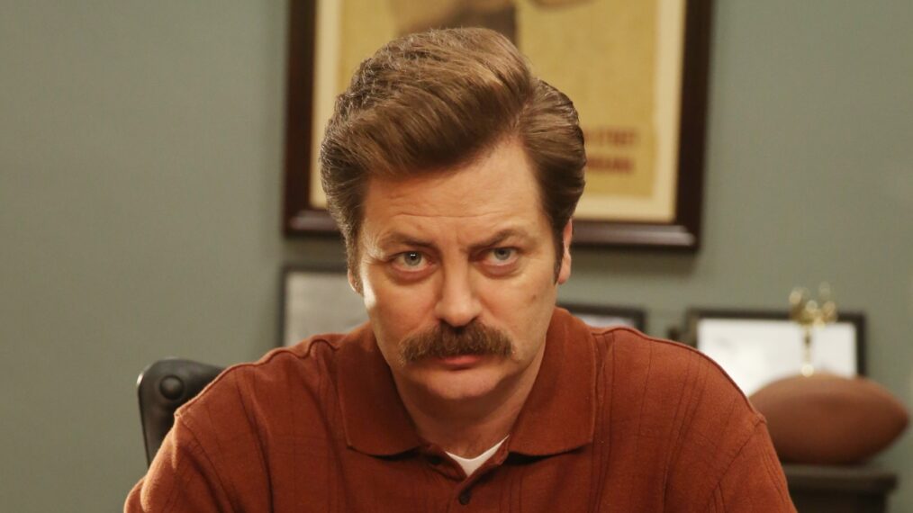 Nick Offerman as Ron Swanson on Season 6, Episode 4, of NBC's 'Parks and Recreation.'