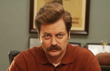 Nick Offerman as Ron Swanson on Season 6, Episode 4, of NBC's 'Parks and Recreation.'