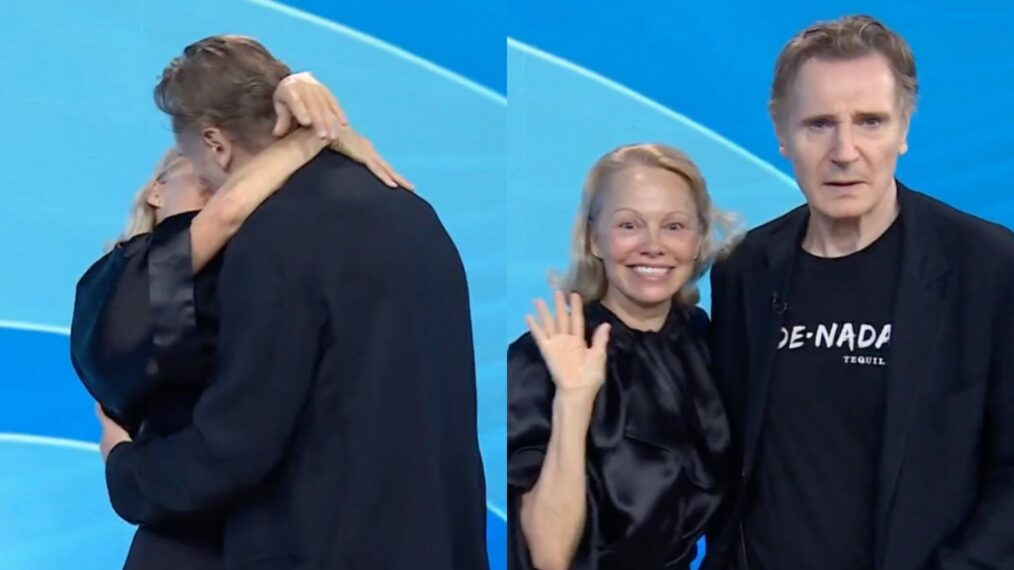 Pamela Anderson and Liam Neeson on the July 29, 2025, episode of NBC's 'Today.'