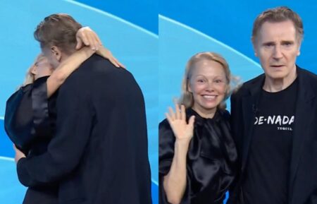 Pamela Anderson and Liam Neeson on the July 29, 2025, episode of NBC's 'Today.'