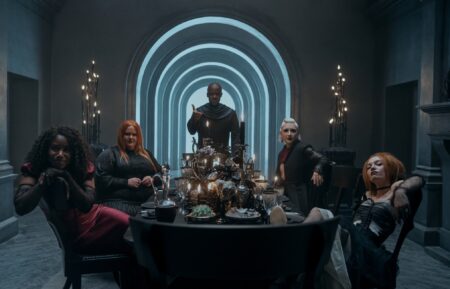 Kirby Howell-Baptiste as Death, Donna Preston as Despair, Adrian Lester as Destiny, Mason Alexander Park as Desire, Esmé Creed-Miles as Delirium in 'The Sandman'