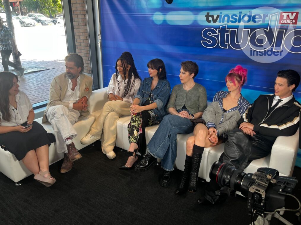 'Gen V's Hamish Linklater, Jaz Sinclair, London Thor, Michele Fazekas, Maddie Phillips, and Derek Luh chat with Emily Aslanian at SDCC