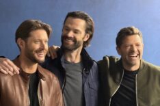 Jensen Ackles, Jared Padalecki and Misha Collins crack up between shots for our special issue