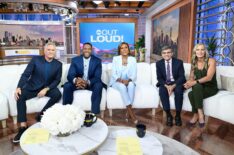 Sam Champion, Michael Strahan, Robin Roberts, George Stephanopoulos, and Becky Worley on ABC's 'Good Morning America,' June 2025.