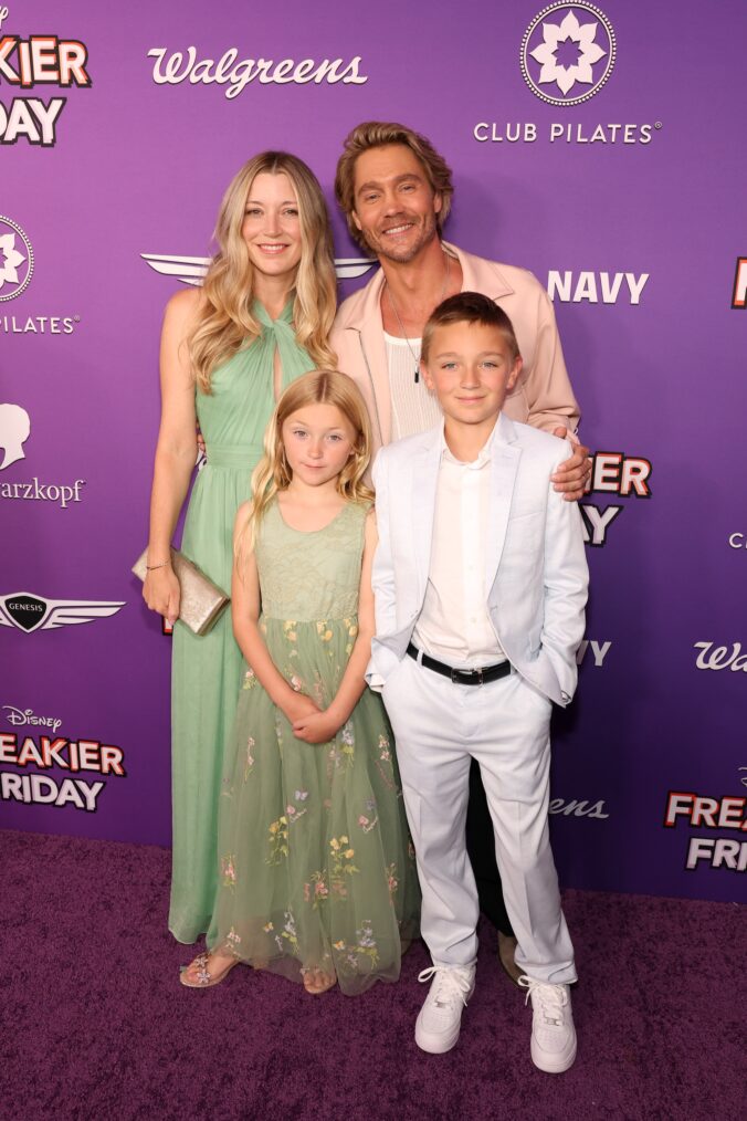Sarah Roemer, Chad Michael Murray and family attend the Hollywood premiere of 'Freakier Friday,' July 22, 2025.