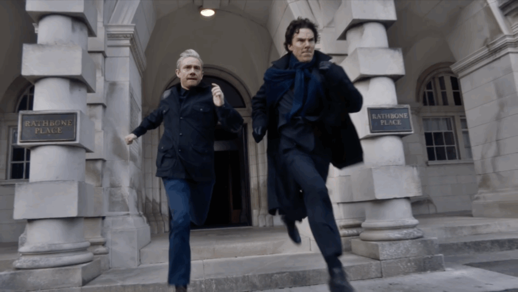 Benedict Cumberbatch as Sherlock Holmes and Martin Freeman as John Watson in 'Sherlock' - 