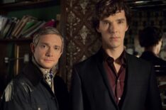 Martin Freeman as John Watson and Benedict Cumberbatch as Sherlock Holmes in Series 3 of 'Sherlock'