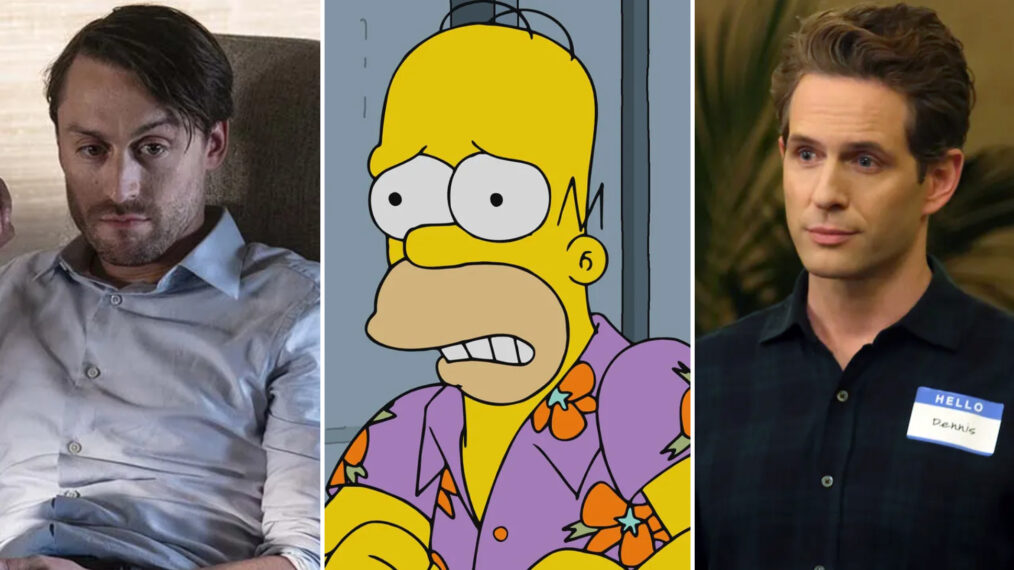 Kieran Culkin of 'Succession'; Homer Simpson of 'The Simpsons'; Glenn Howerton of 'It's Always Sunny in Philadelphia'