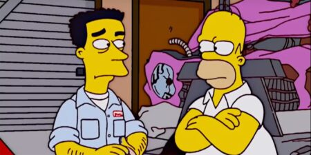 Frank Grimes Jr. and Homer Simpson in 'The Great Louse Detective' - 'The Simpsons