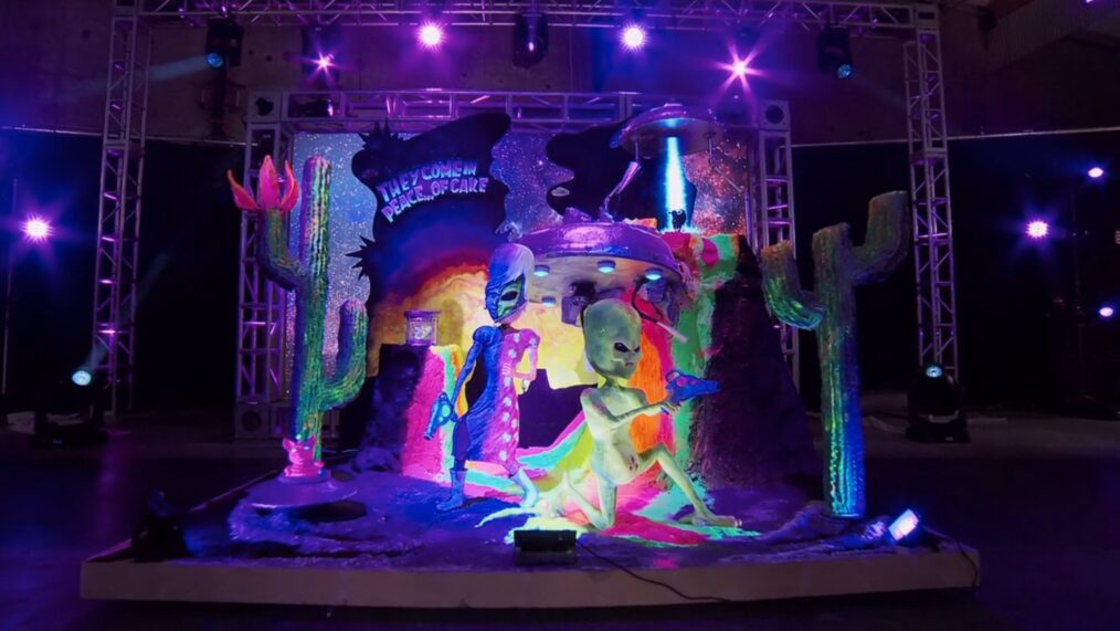 Team Andrew's Colorful Alien Invasion Cake