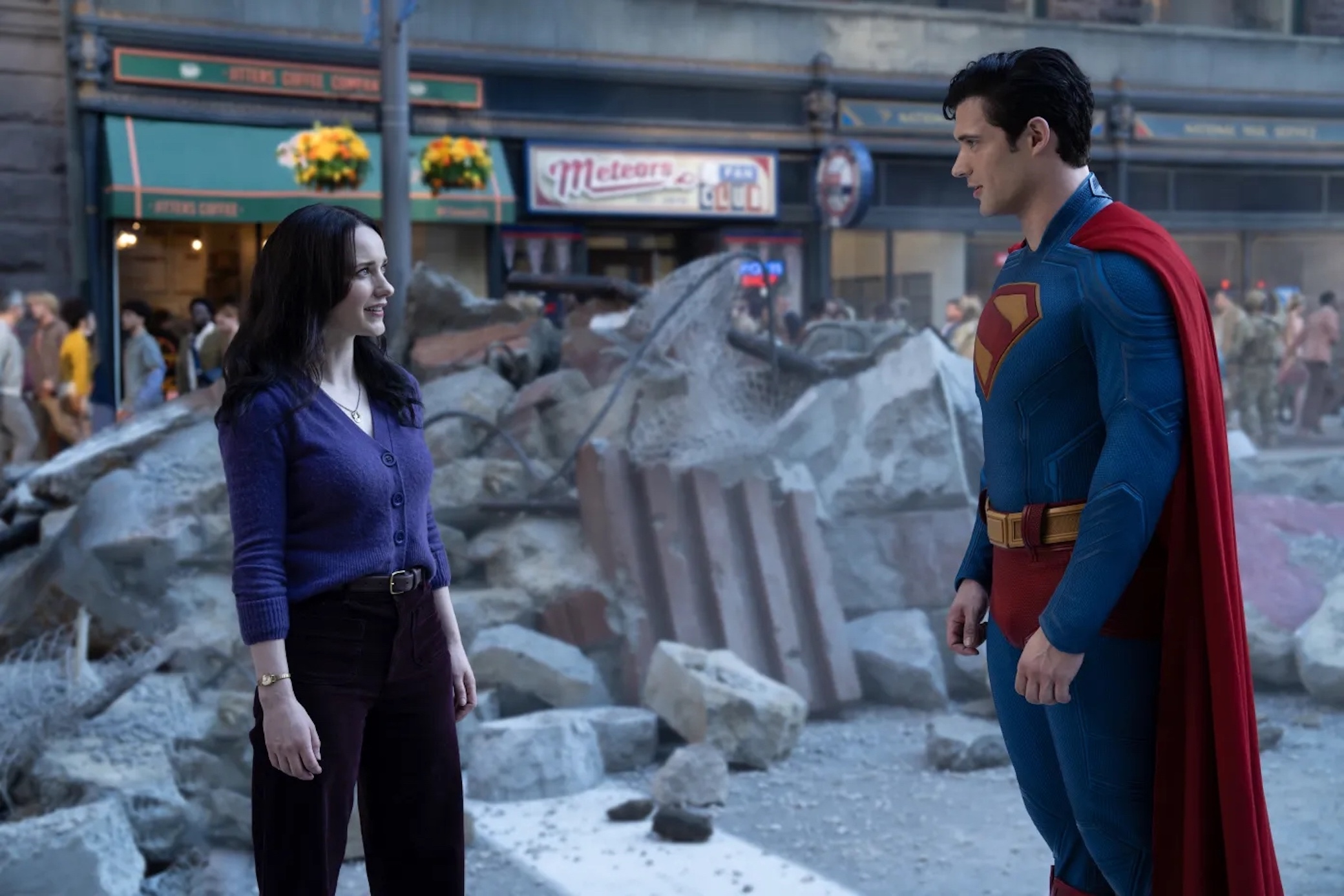 Rachel Brosnahan and David Corenswet in 'Superman' 2025