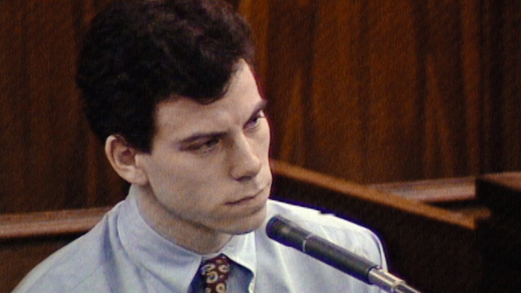 Erik Menendez during his trial; still from 'The Menendez Brothers'