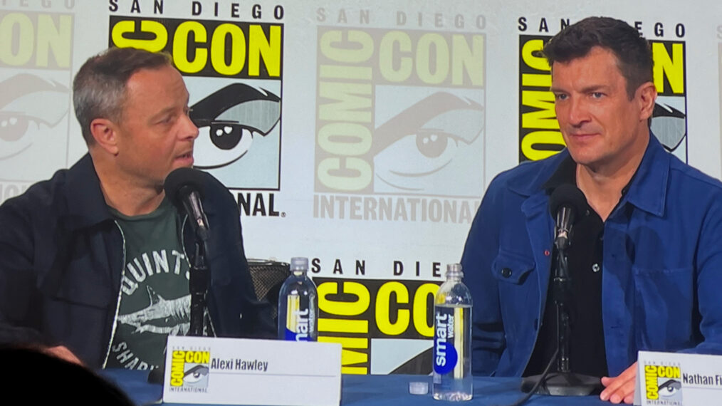 Alexi Hawley and Nathan Fillion at SDCC 2025