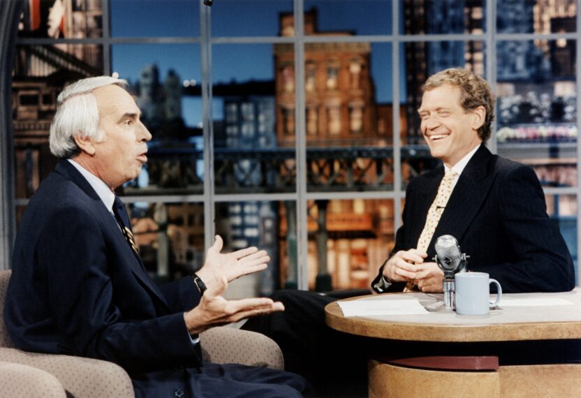 Tom Snyder and David Letterman on 'The Late Show with David Letterman' in 1994.