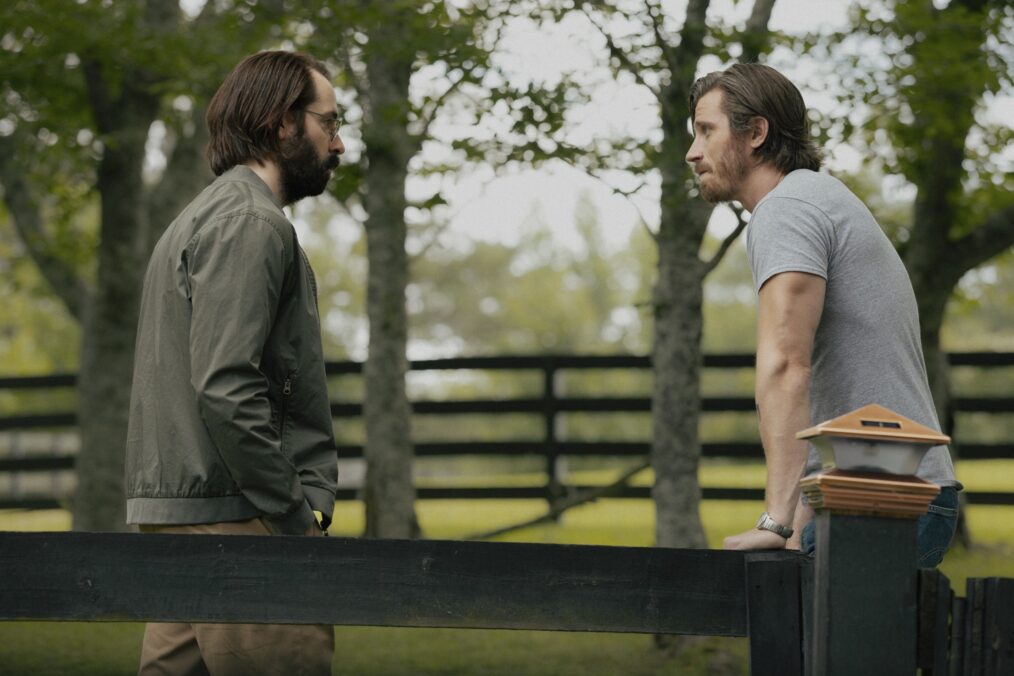 Martin Starr as Bodhi and Garrett Hedlund as Mitch in the Paramount+ original series TULSA KING. Photo Credit: Steve Swisher/Paramount+. ©2025 Viacom International Inc. All Rights Reserved.