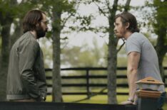 Martin Starr as Bodhi and Garrett Hedlund as Mitch in the Paramount+ original series Tulsa King