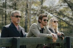 Sylvester Stallone as Dwight Manfredi, Garrett Hedlund as Mitch and Isabella Heathcote as Cleo in the Paramount+ original series Tulsa King