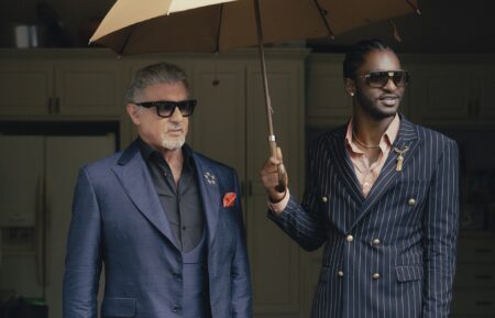 Sylvester Stallone as Dwight Manfredi and Jay Will as Tyson in the Paramount+ original series Tulsa King