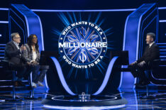 Drew Carey, Aisha Tyler, and Jimmy Kimmel in 'Who Wants to Be a Millionaire' Season 4 Episode 1