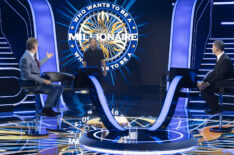 Ken Jennings, Matt Damon, and Jimmy Kimmel in 'Who Wants to Be a Millionaire?