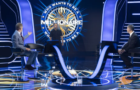 Ken Jennings, Matt Damon, and Jimmy Kimmel in 'Who Wants to Be a Millionaire?