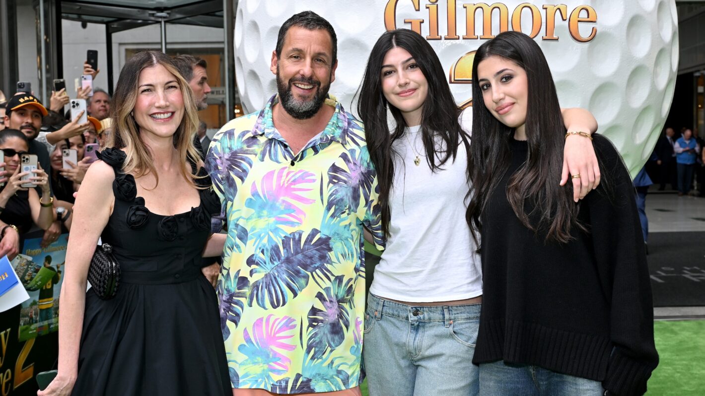 Jackie Sandler, Adam Sandler, Sunny Sandler and Sadie Sandler attend the Happy Gilmore 2 World Premiere at Jazz at Lincoln Center