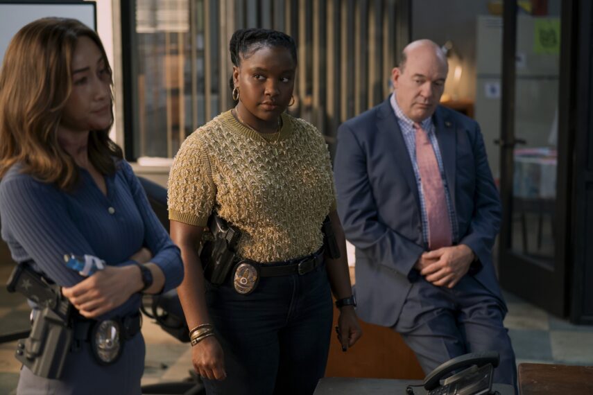 Maggie Q as Renée Ballard, Courtney Taylor as Samira Parker, and John Carroll Lynch as Thomas Laffont — 'Ballard'