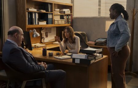 John Carroll Lynch as Thomas Laffont, Maggie Q as Renée Ballard, and Courtney Taylor as Samira Parker — 'Ballard'