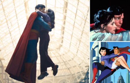David Corenswet and Rachel Brosnahan in 'Superman' (2025); Margot Kidder and Christopher Reeve in 'Superman' (1978); 'Superman: The Animated Series'