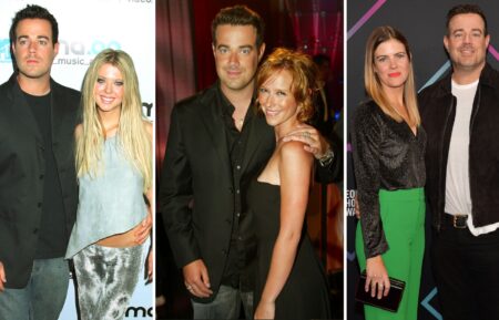 MTV VJ Carson Daly and his girlfriend, actress Tara Reid, pose for photographers September 7, 2000 at the 2000 MTV Video Music Awards, Carson Daly and actress Jennifer Love-Hewitt mingle backstage during MTV's