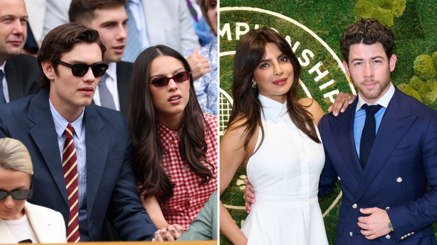 Actor, Louis Patridge and musician, Olivia Rodrigo are seen in the Royal Box prior to the Ladies' Singles second round match between Aryna Sabalenka and Marie Bouzkova of Czechia on day three of The Championships Wimbledon 2025 at All England Lawn Tennis and Croquet Club on July 02, 2025 in London, England; Priyanka Chopra and Nick Jonas in the AELTC's Parkside Suite in No.1 Court at The Championships 2025. Held at All England Lawn Tennis and Croquet Club, Wimbledon. Day 3, on July 02, 2025 in London, England.
