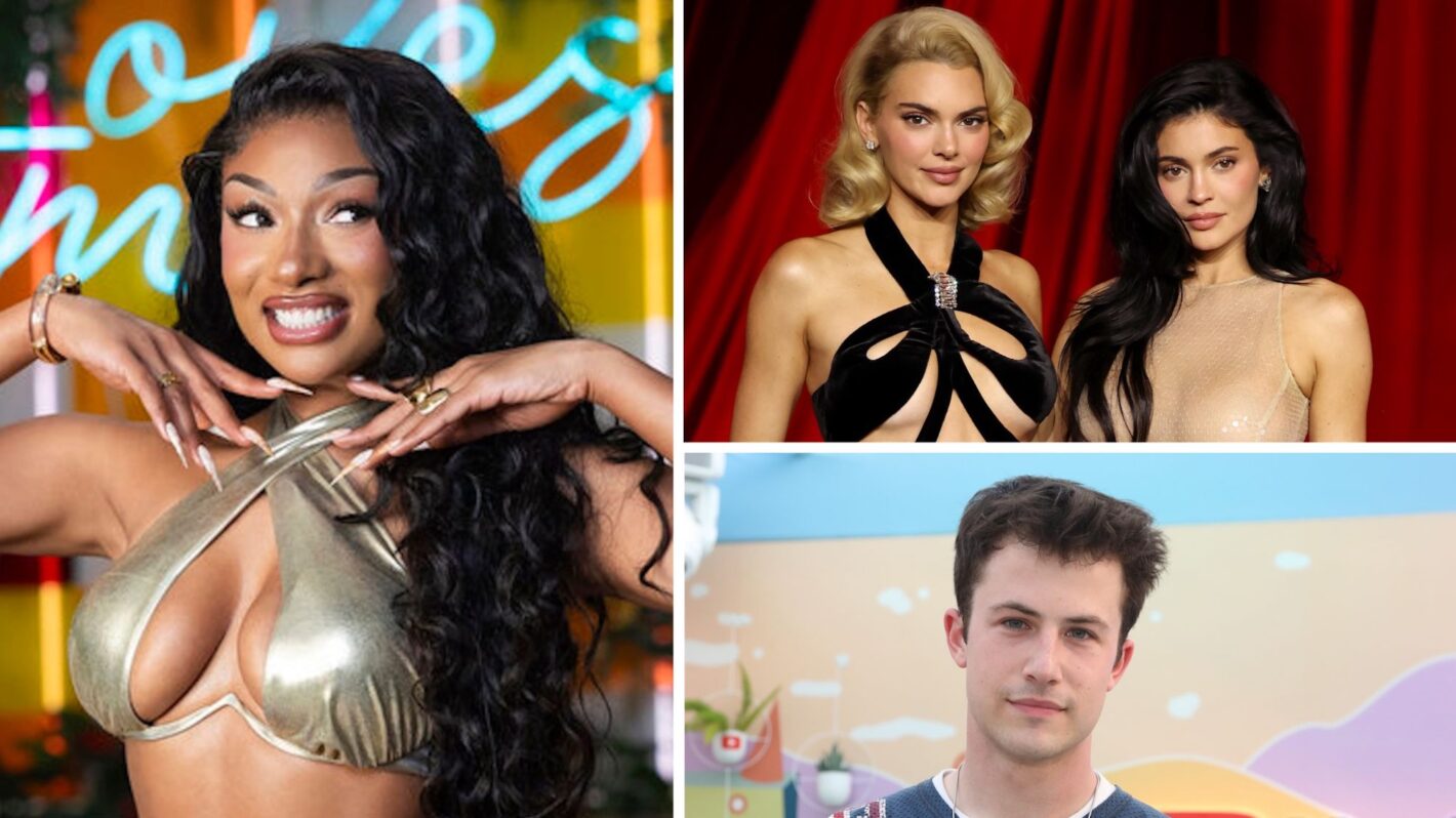 Megan Thee Stallion, Kendall and Kylie Jenner, Dylan Minnette collage