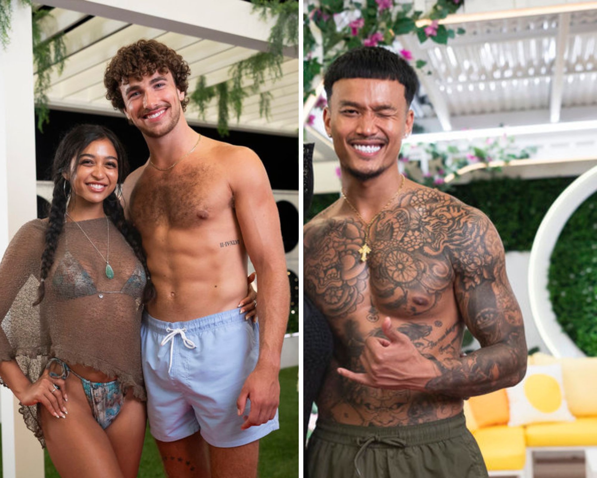 Cierra and Elan (L), Zak (R) In 'Love Island USA' Season 7