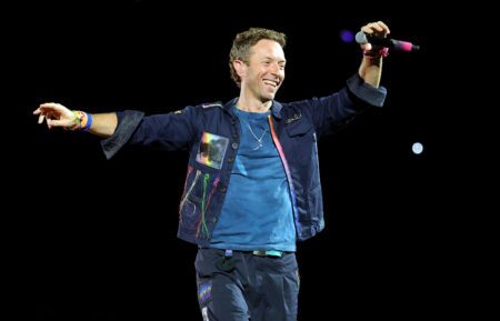Chris Martin of Coldplay performs on a stop of the band's Music of the Spheres world tour