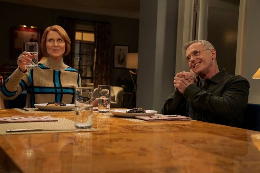 Cynthia Nixon as Miranda Hobbes and David Eigenberg as Steve Brady on 'And Just Like That' Season 3