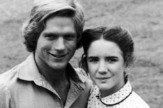 American actress Melissa Gilbert as Laura Ingalls and Canadian actor Dean Butler as Ingalls' fiance, Almanzo James Wilder, in an episode from the 1980 - 1981 season of the television series 'Little House on the Prairie,' 1980. The series was based on the 'Little House' book series by Laura Ingalls Wilder