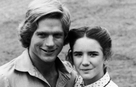 American actress Melissa Gilbert as Laura Ingalls and Canadian actor Dean Butler as Ingalls' fiance, Almanzo James Wilder, in an episode from the 1980 - 1981 season of the television series 'Little House on the Prairie,' 1980. The series was based on the 'Little House' book series by Laura Ingalls Wilder
