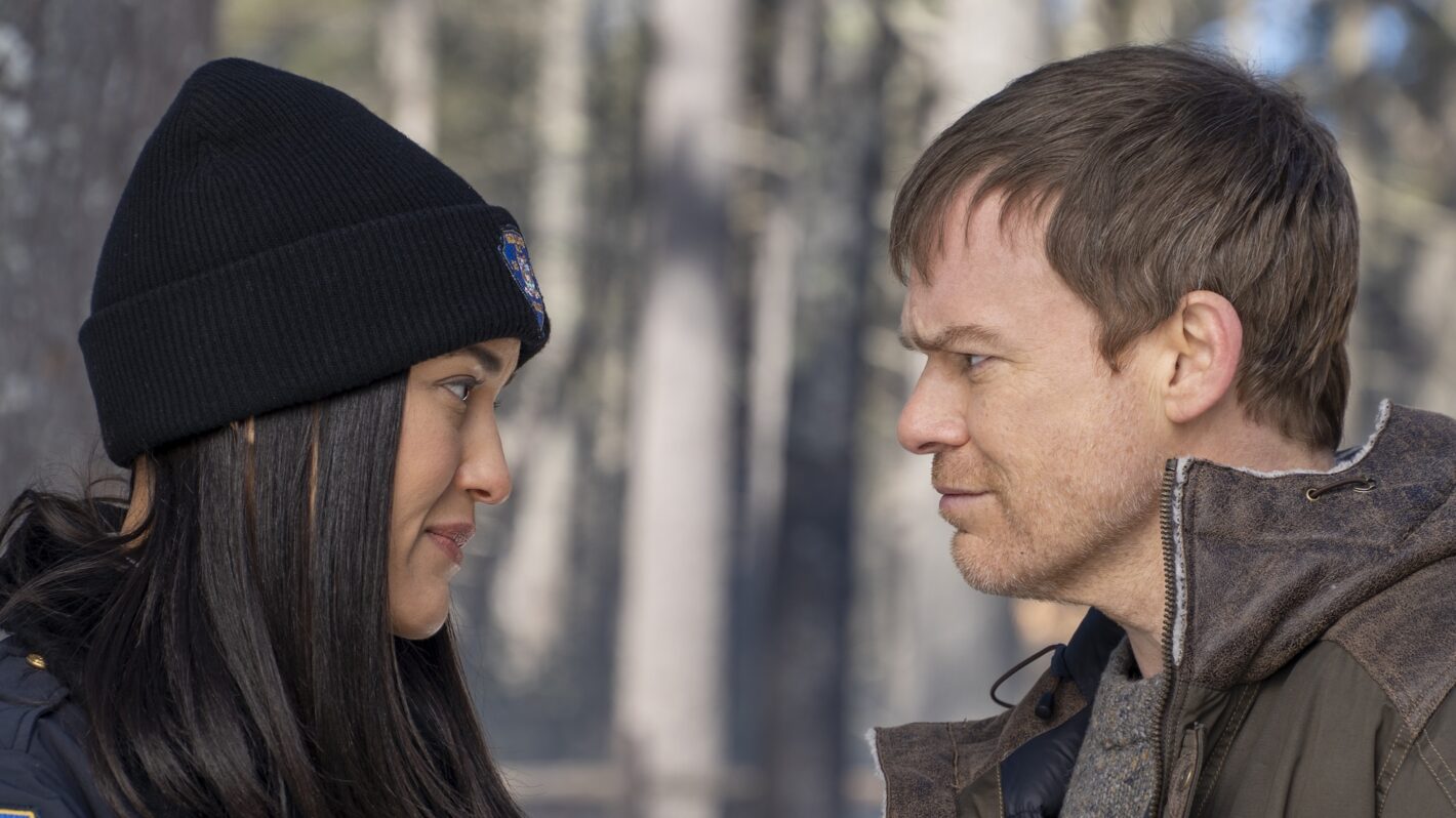 Julia Jones as Angela and Michael C. Hall as Dexter — 'Dexter: New Blood' Season 1 Episode 2