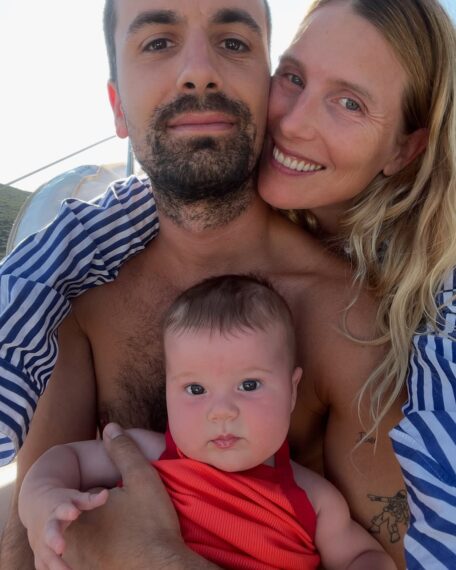 Dree Hemingway with husband and daughter