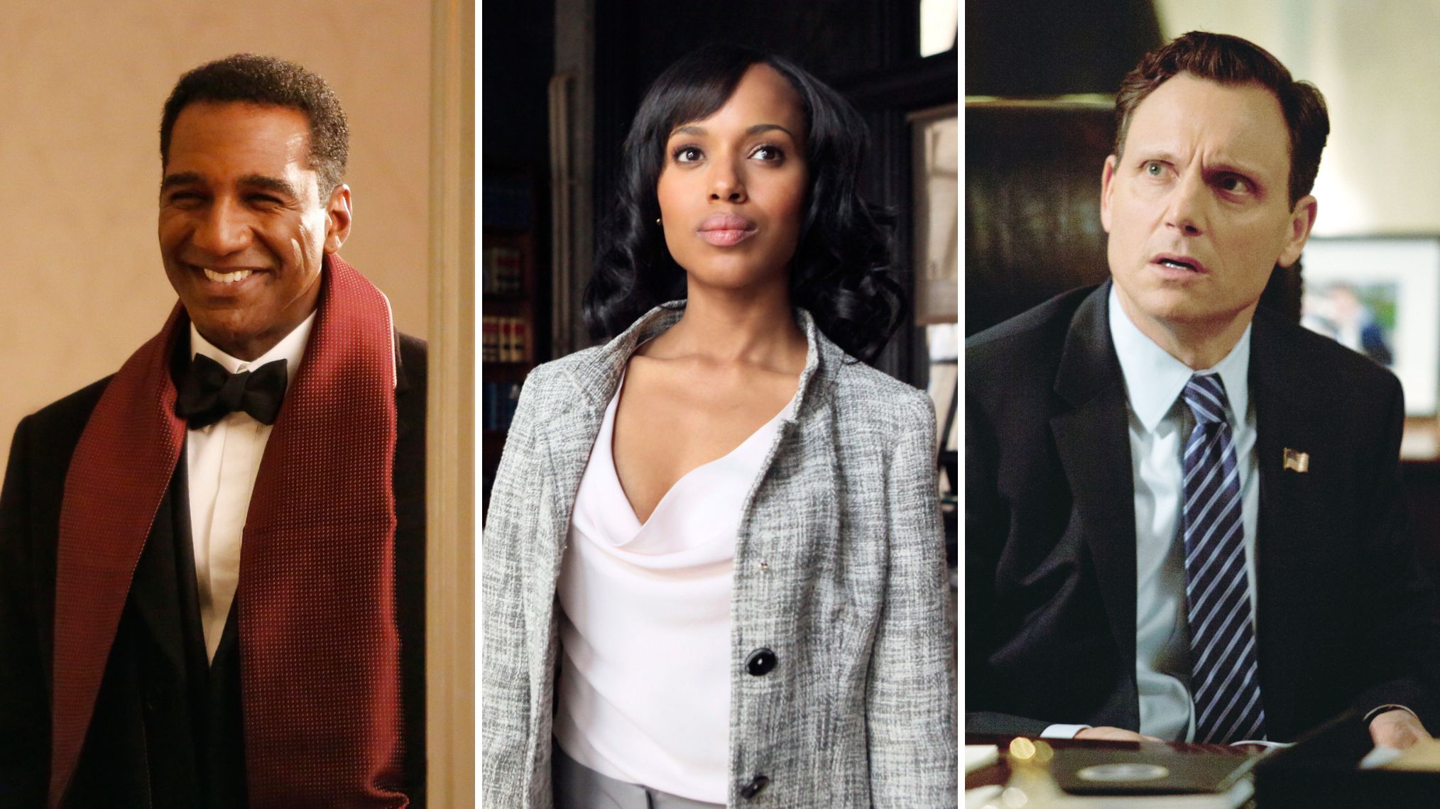 Norm Lewis as Edison; Kerry Washington as Olivia; and Tony Goldwyn as Fitz