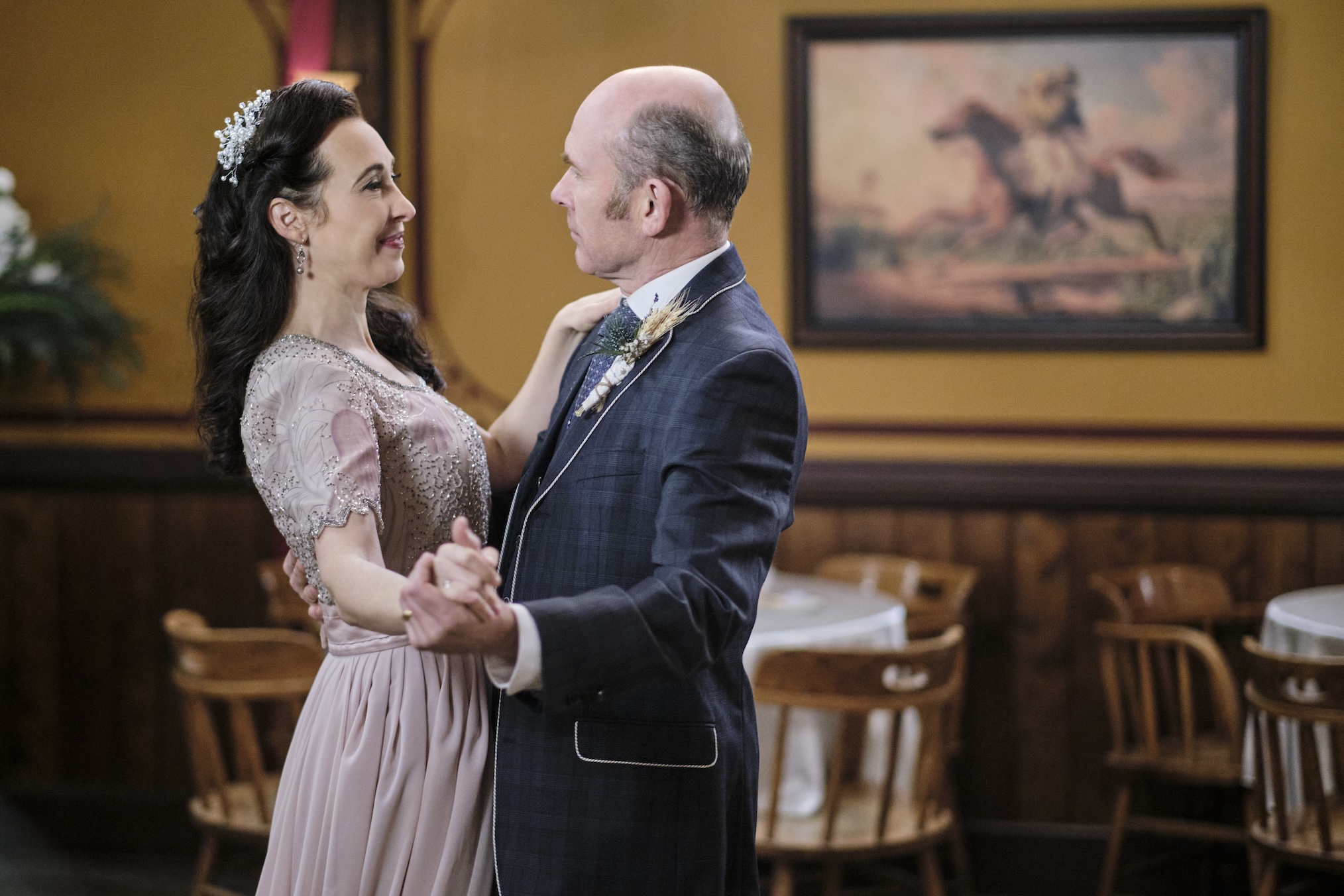Loretta Walsh, Hrothgar Mathews as Florence and Ned in 'When Calls the Heart' Season 8