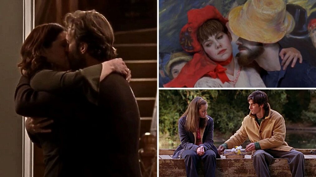 Luke and Lorelai kiss; Lorelai as a painting; Jess and Rory have a picnic