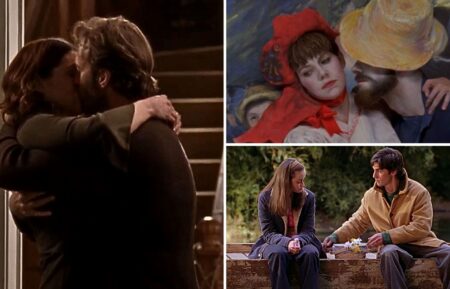 Luke and Lorelai kiss; Lorelai as a painting; Jess and Rory have a picnic