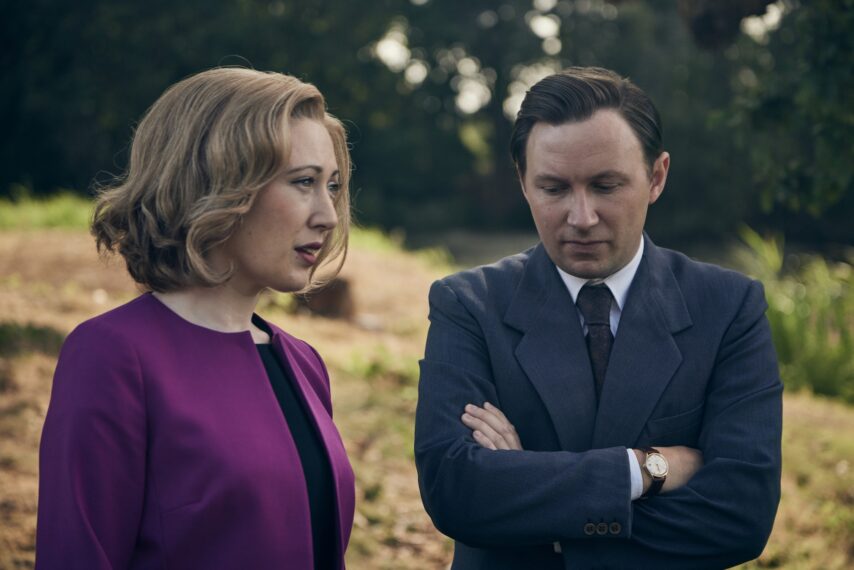 Melissa Johns as Jennifer Scott, Bradley Hall as Larry Peters in Grantchester