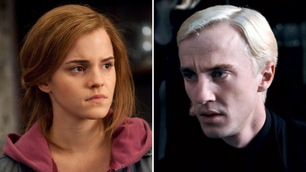Emma Watson as Hermione in 'Harry Potter and the Deathly Hallows'; Tom Felton as Draco in 'Harry Potter and the Deathly Hallows'